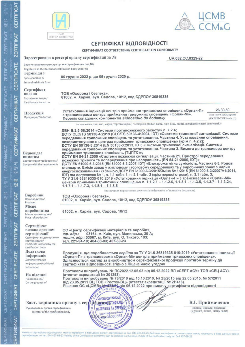 Устаткування індикації центрів прийому повідомлень “Орлан-П” з трансіверами центрів прийому повідомлень “Орлан-Мі”